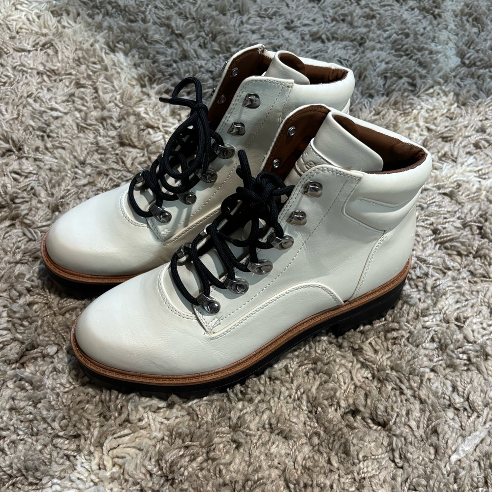 Indigo Rd Ivory Lace up Combat Boots - Picture 7 of 9